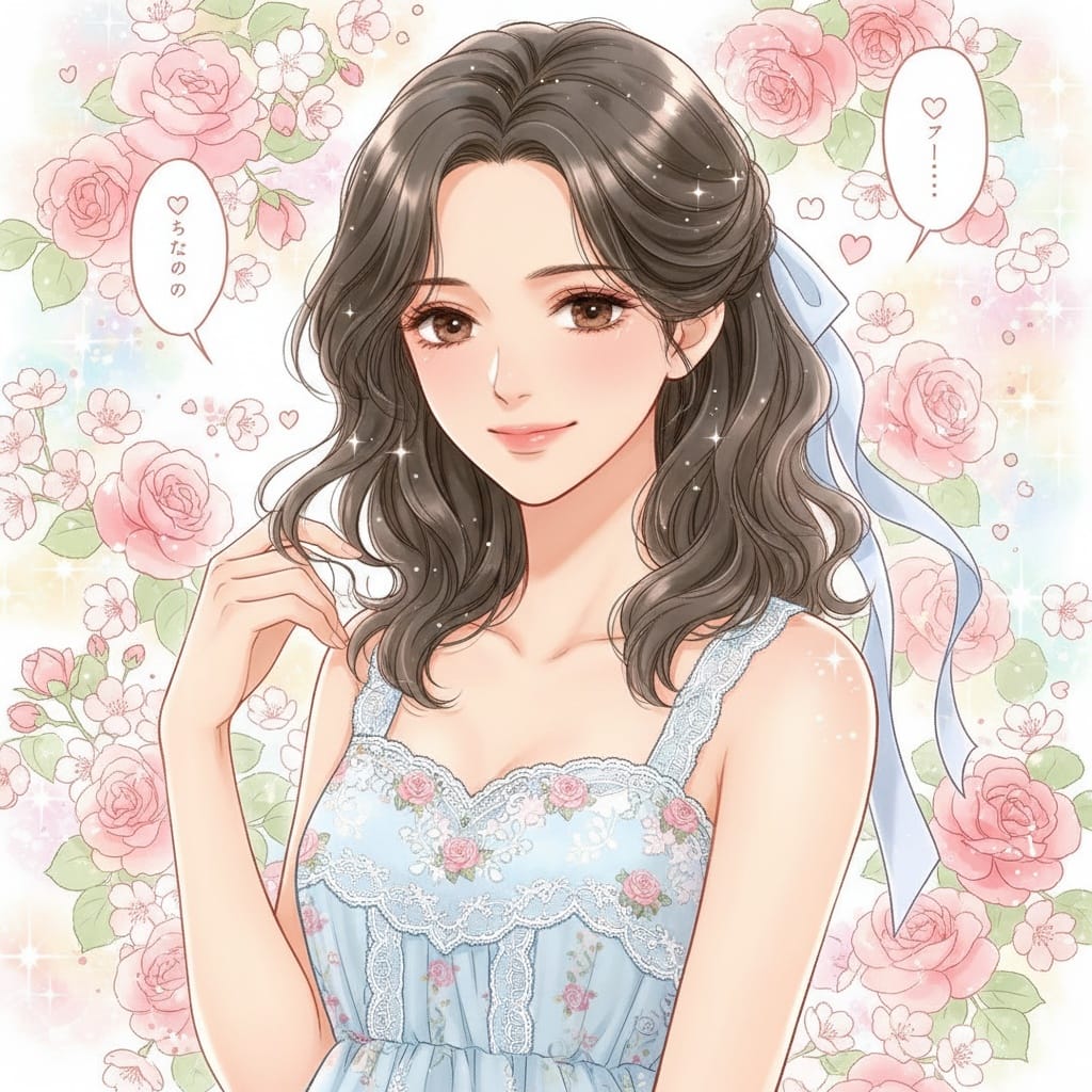 petite latino woman romantic shoujo portrait 98134439