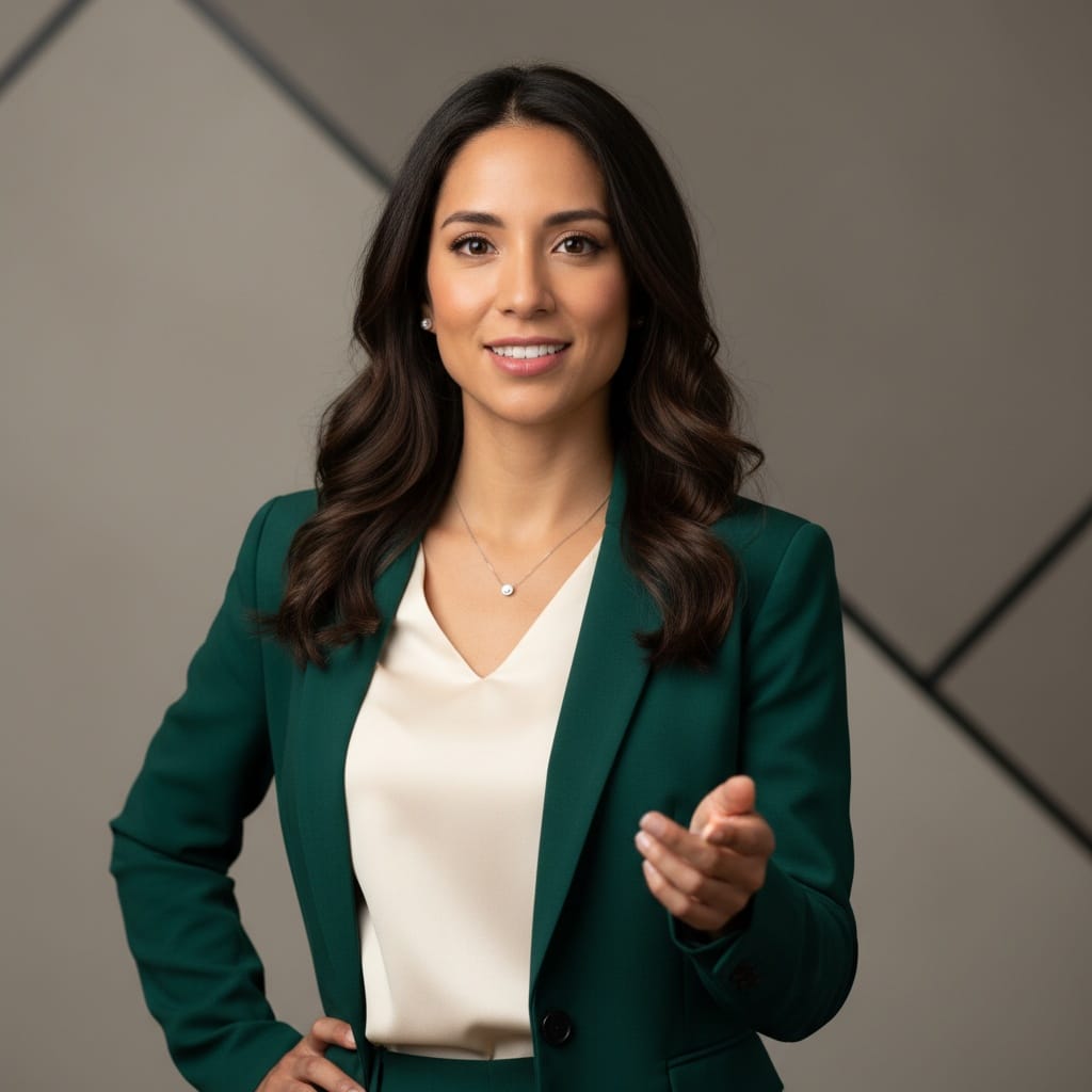 petite latino woman speaking presenting confident 27766230
