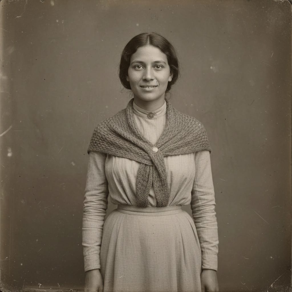 petite latino woman tintype working portrait 98055015