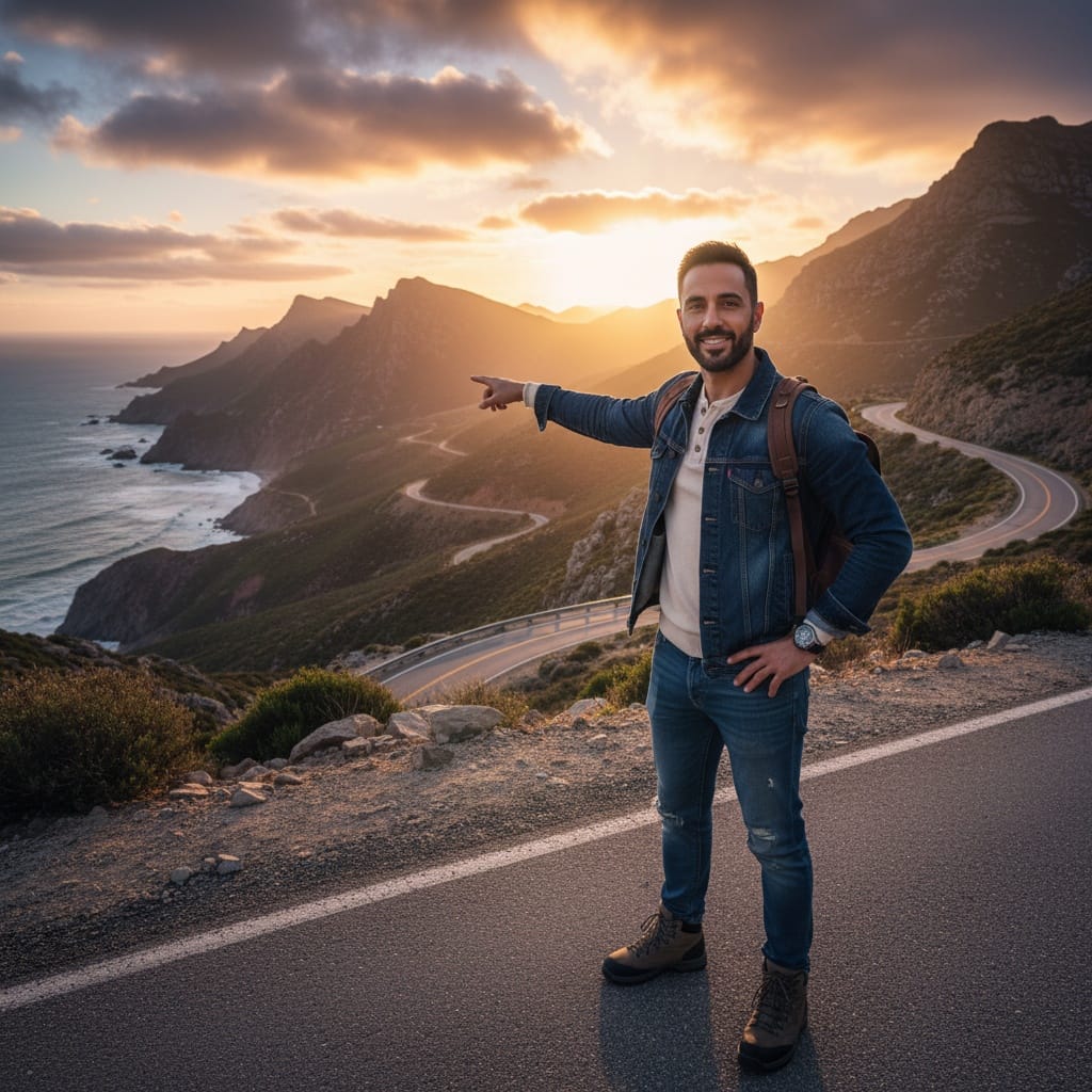 petite middle_eastern man scenic road wanderlust 13762947