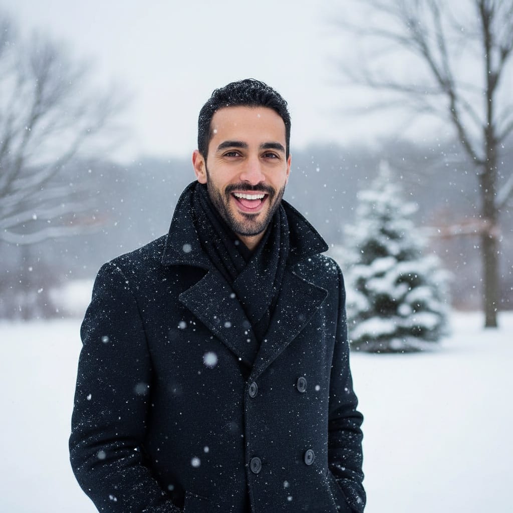 petite middle_eastern man snowy outdoor portrait 53882715