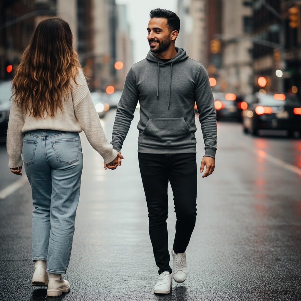 petite middle_eastern man urban street walking 17984898