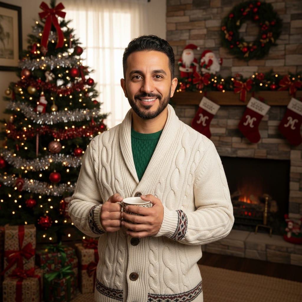 petite middle_eastern man vintage inspired holiday 77674221