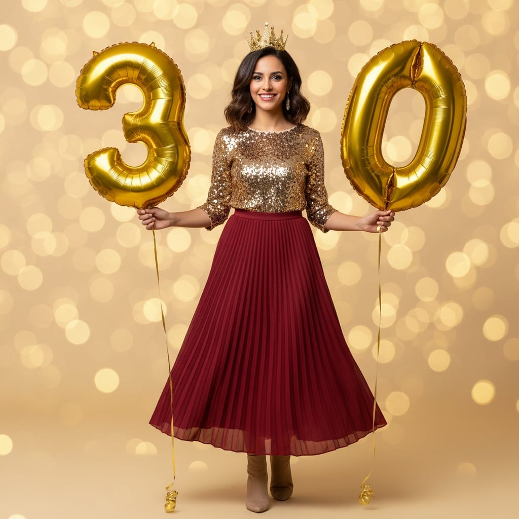 petite middle_eastern woman golden birthday crown 21191371