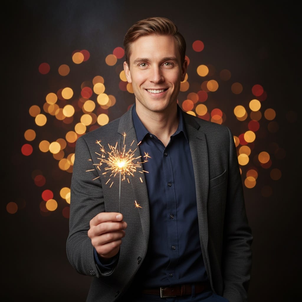 petite white man birthday sparkler magic 39322376