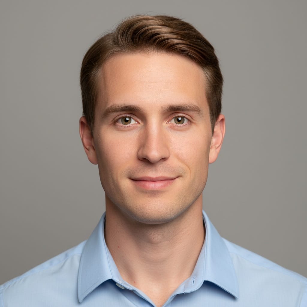 petite white man neutral grey background straight 71065346