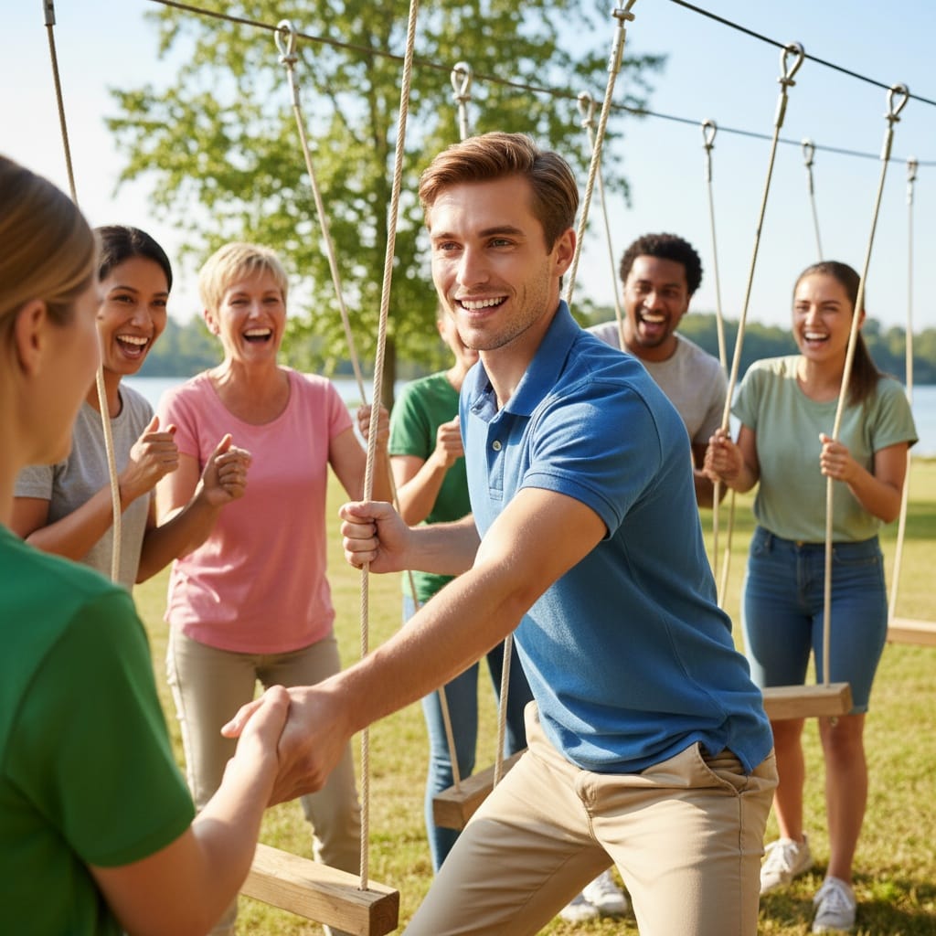 petite white man outdoor team challenge action 26697586