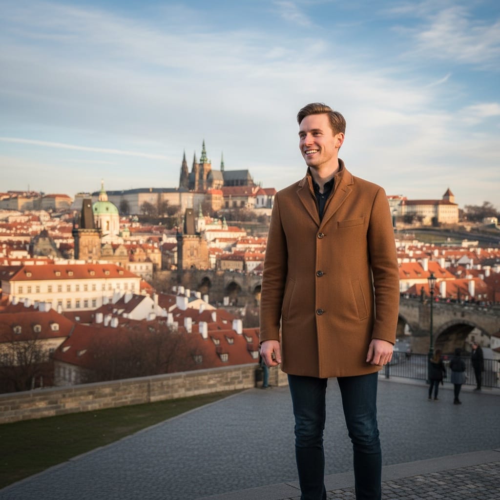 petite white man prague castle overlook 66078546