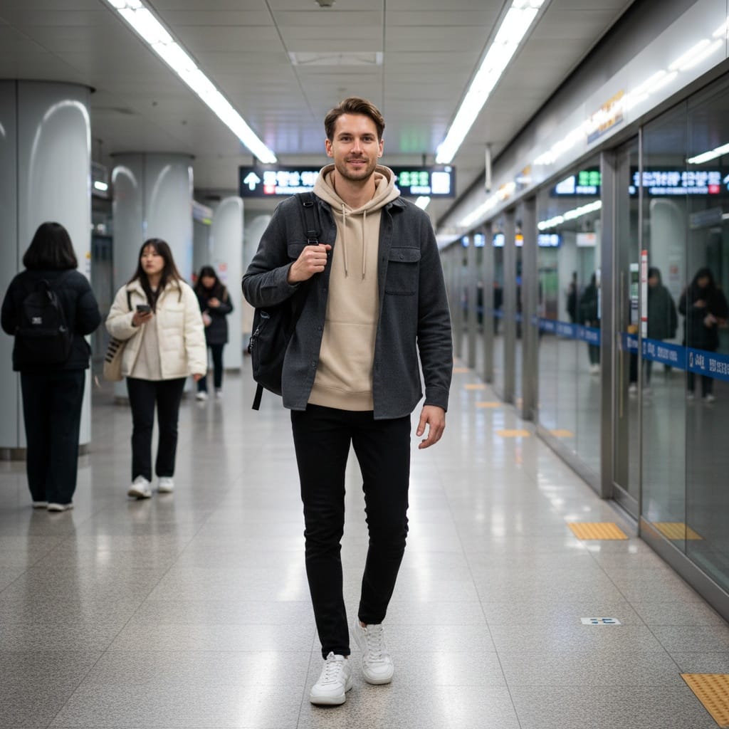 petite white man subway station modern seoul 57645449