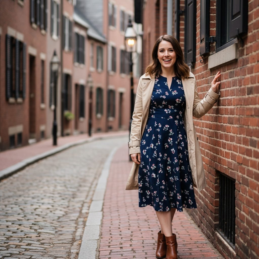 petite white woman acorn street cobblestone 77138982
