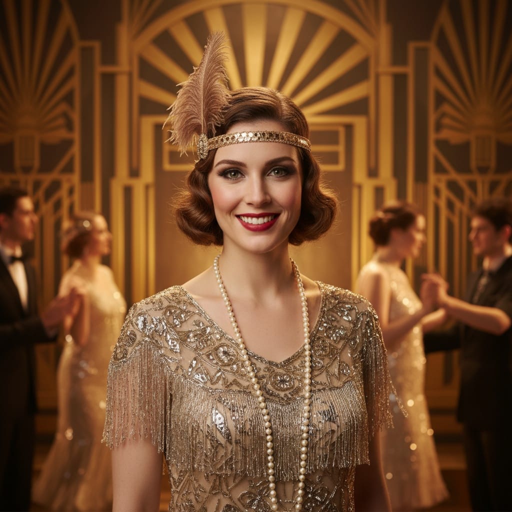 petite white woman art deco nightclub portrait 86680007