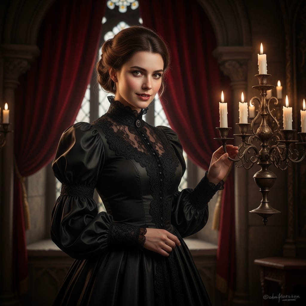 petite white woman classic vampire portrait 66120978