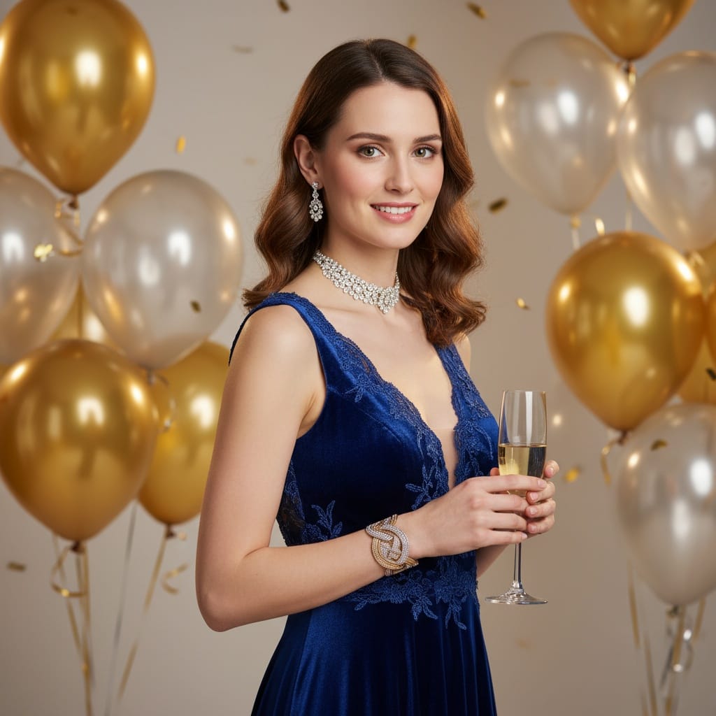 petite white woman elegant formal portrait 90970584
