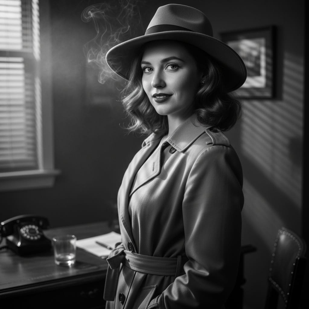 petite white woman film noir detective 80746889