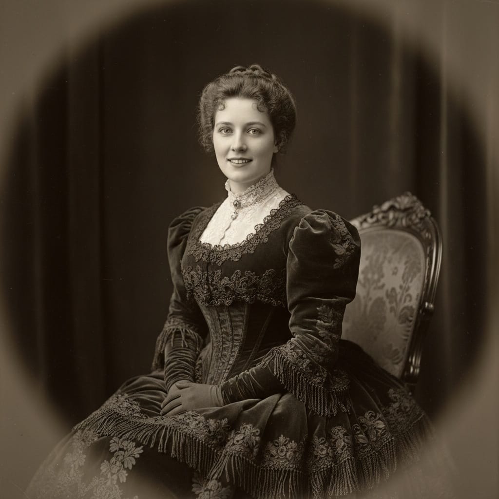 petite white woman formal studio portrait 47528012
