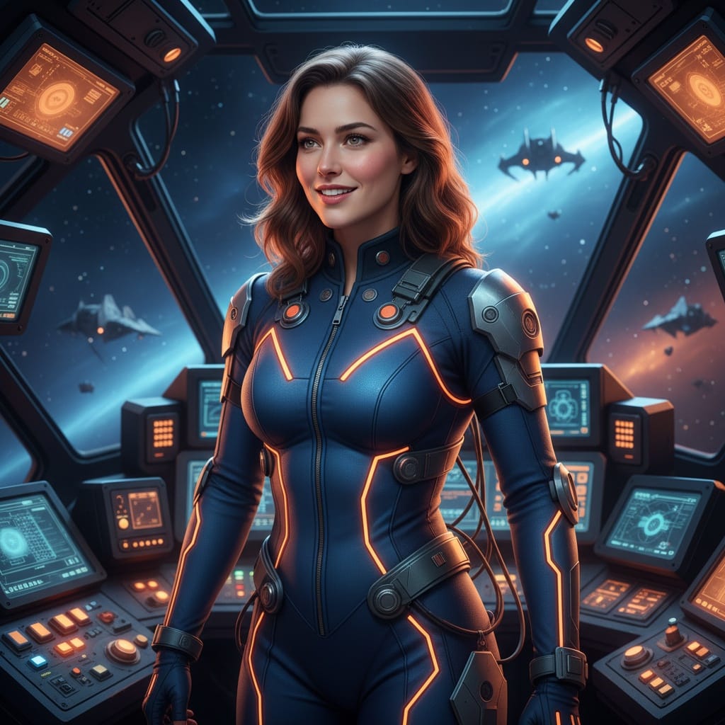 petite white woman mecha pilot cockpit 25511123