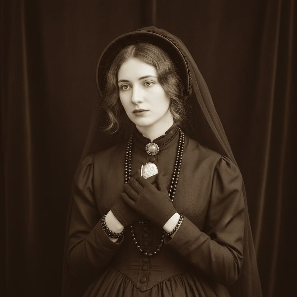 petite white woman mourning memorial portrait 40059123