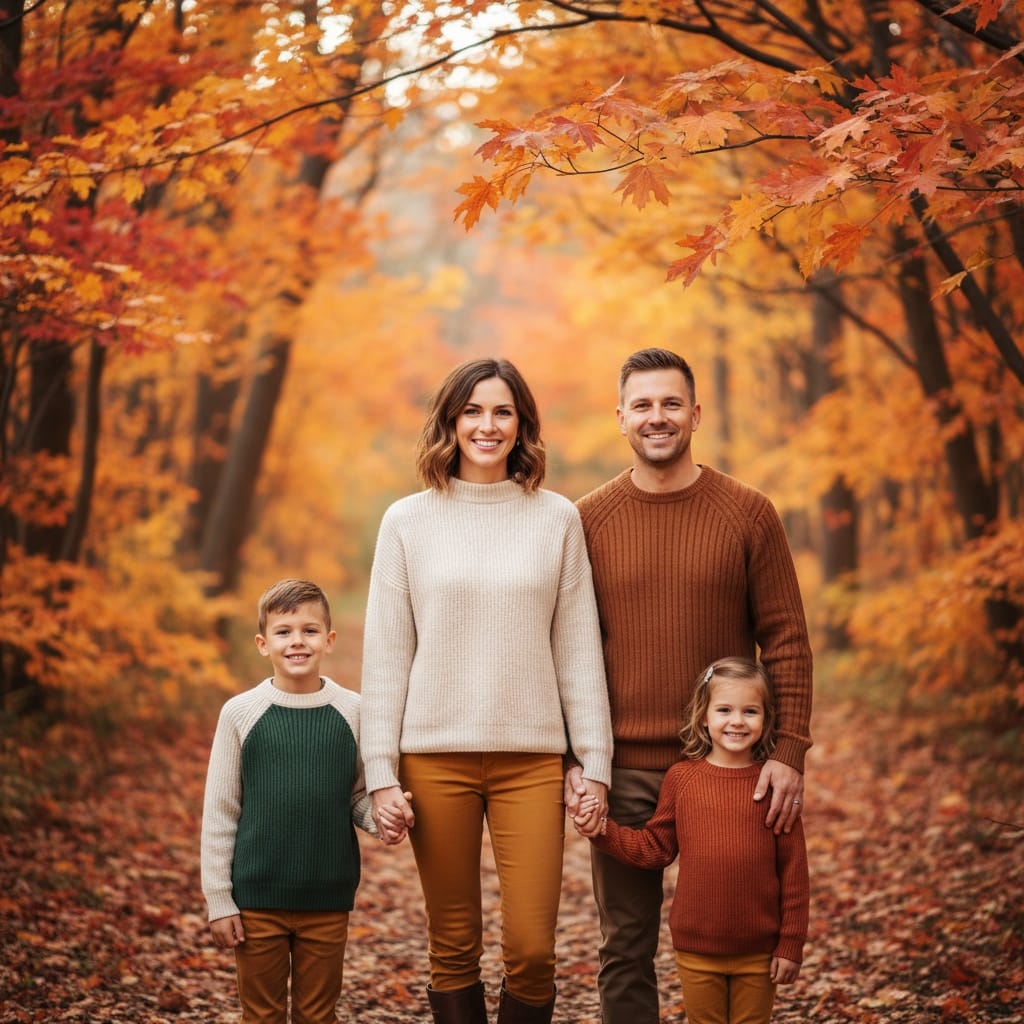 petite white woman outdoor fall autumn colors 14343046