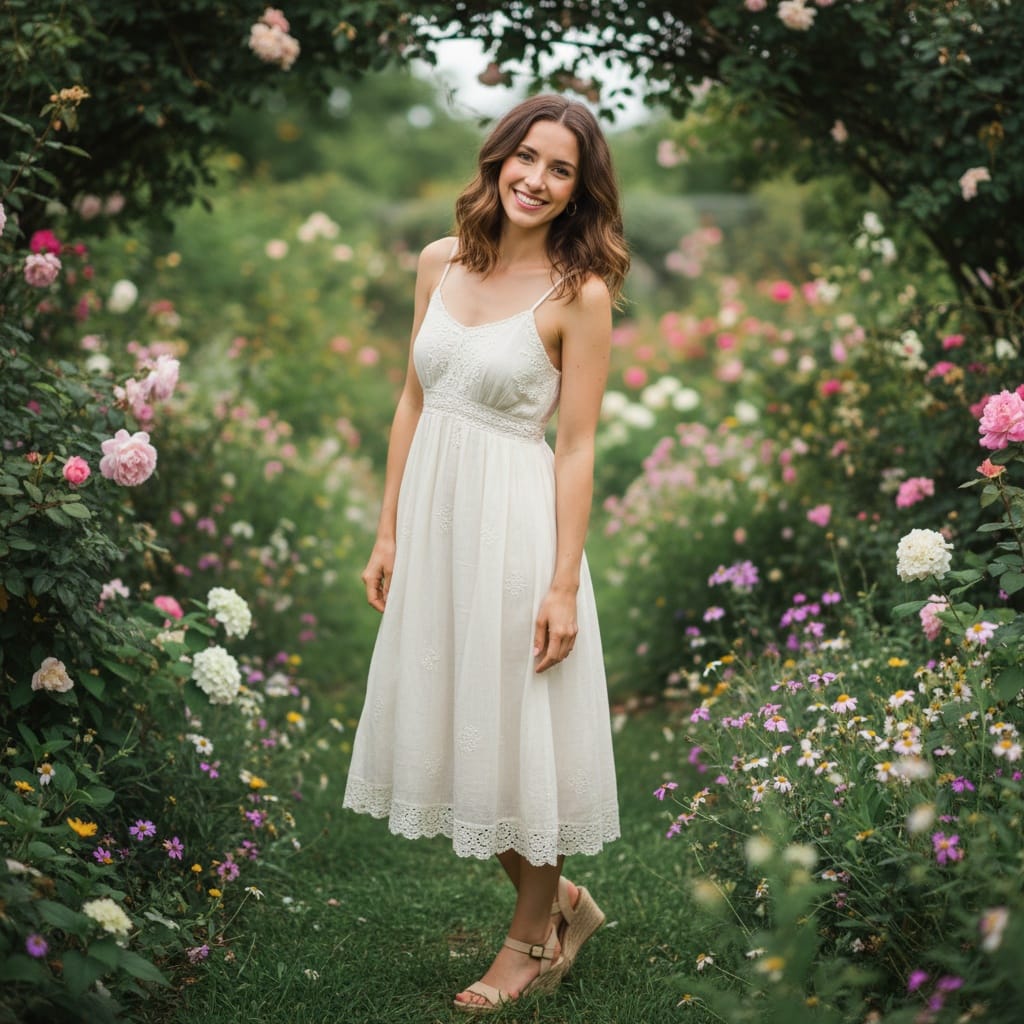 petite white woman outdoor garden natural beauty 72515819