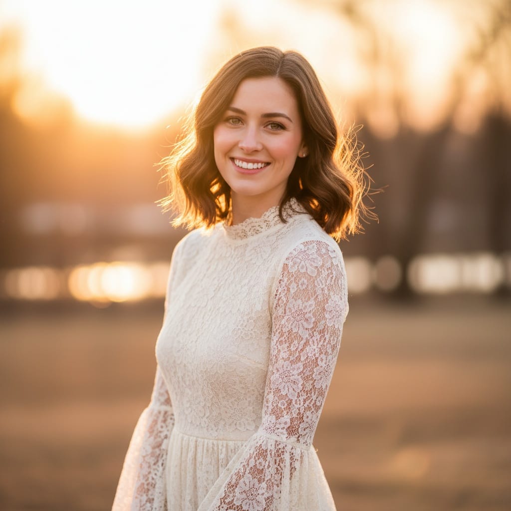 petite white woman outdoor sunset romance 10102995