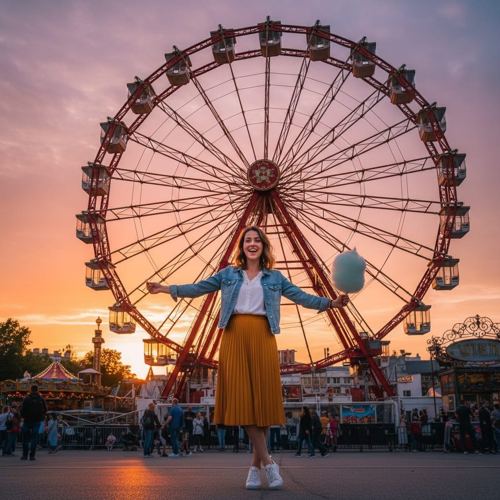 petite white woman prater giant ferris wheel 82269463