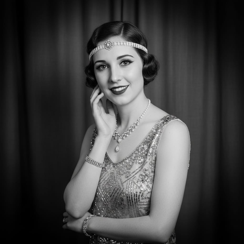petite white woman prohibition era portrait studio 72414538