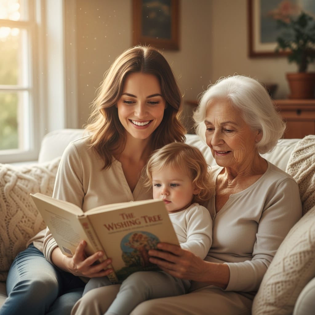 petite white woman reading story together 22768188