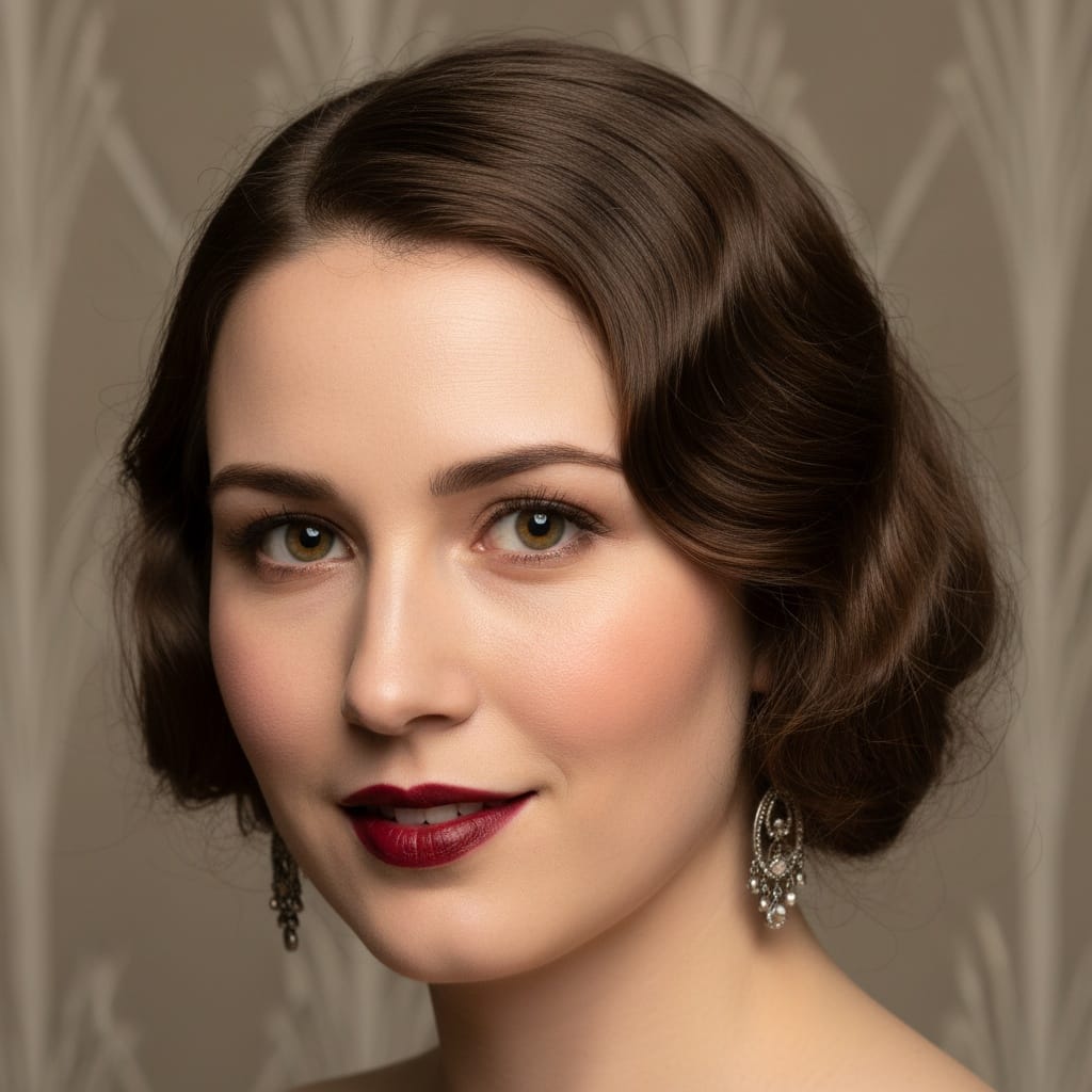 petite white woman roaring twenties headshot 79902727