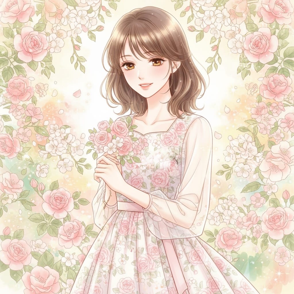 petite white woman romantic shoujo portrait 45139392
