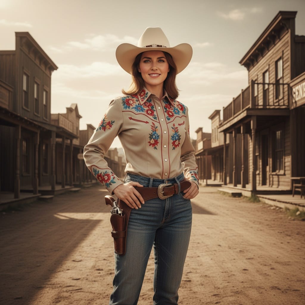 petite white woman western cowboy hero 80114057