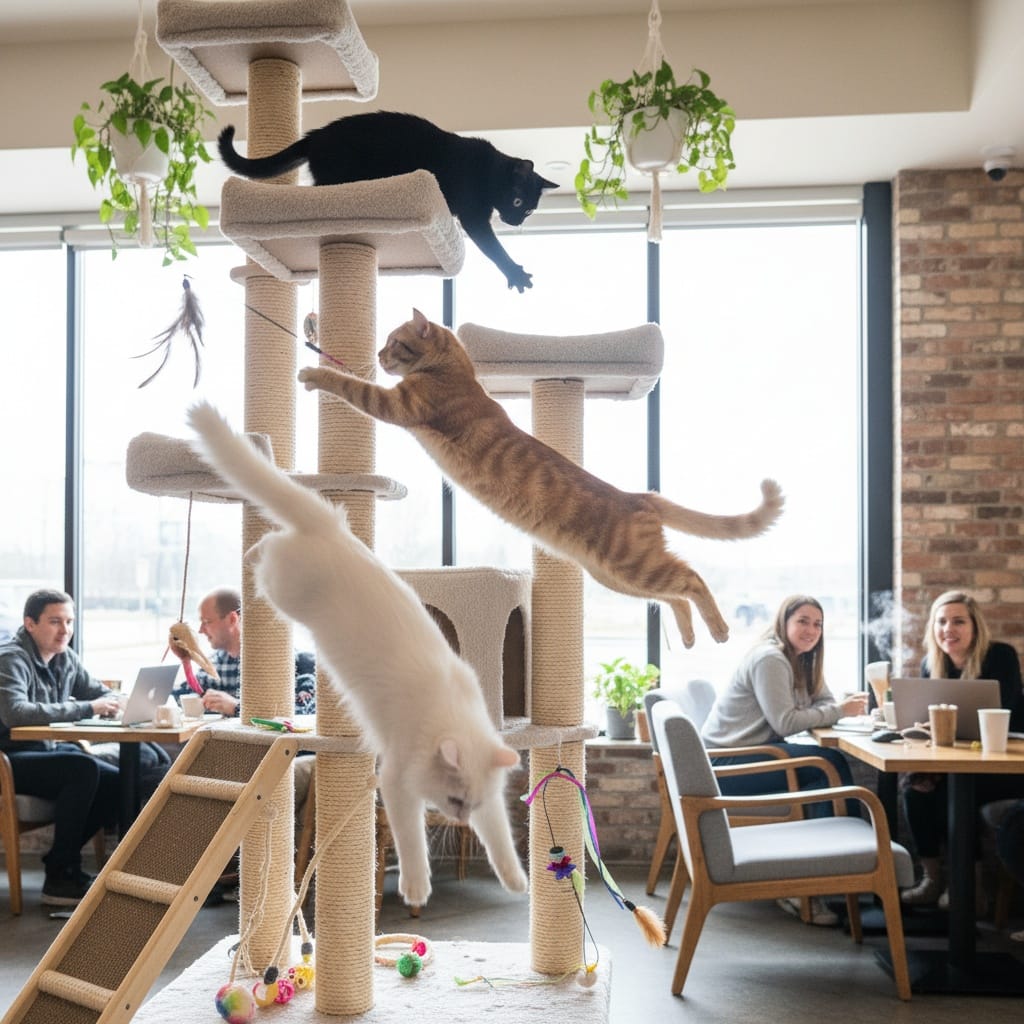 playful cat tree action 53218006