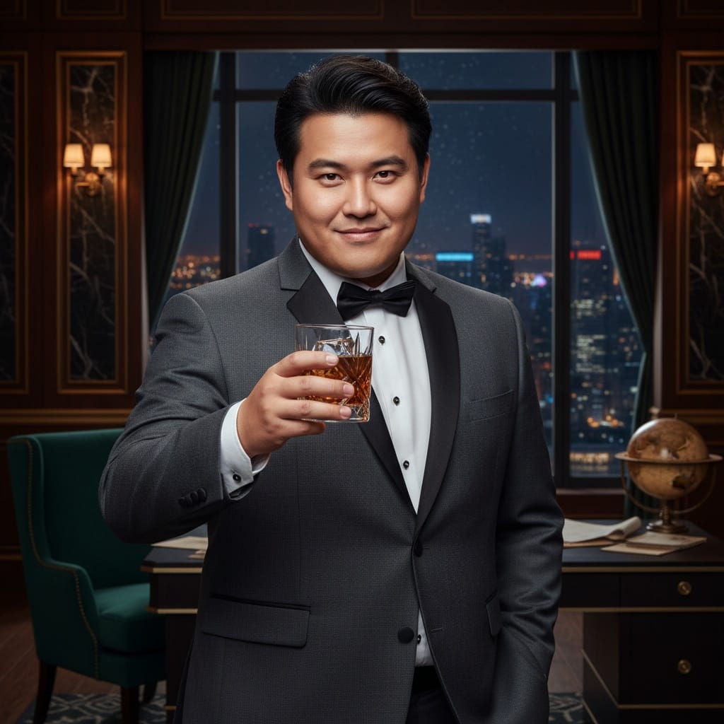plus_size asian man luxurious villain lair 92791786