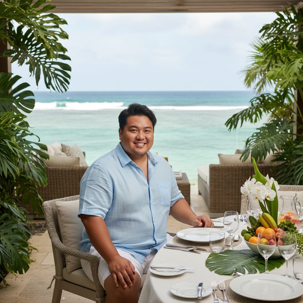 plus_size asian man outdoor dining terrace 47177743