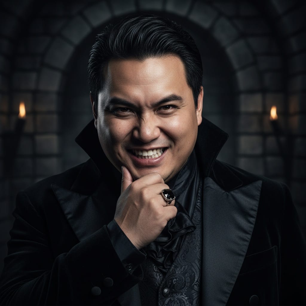 plus_size asian man sinister laugh closeup 82108854