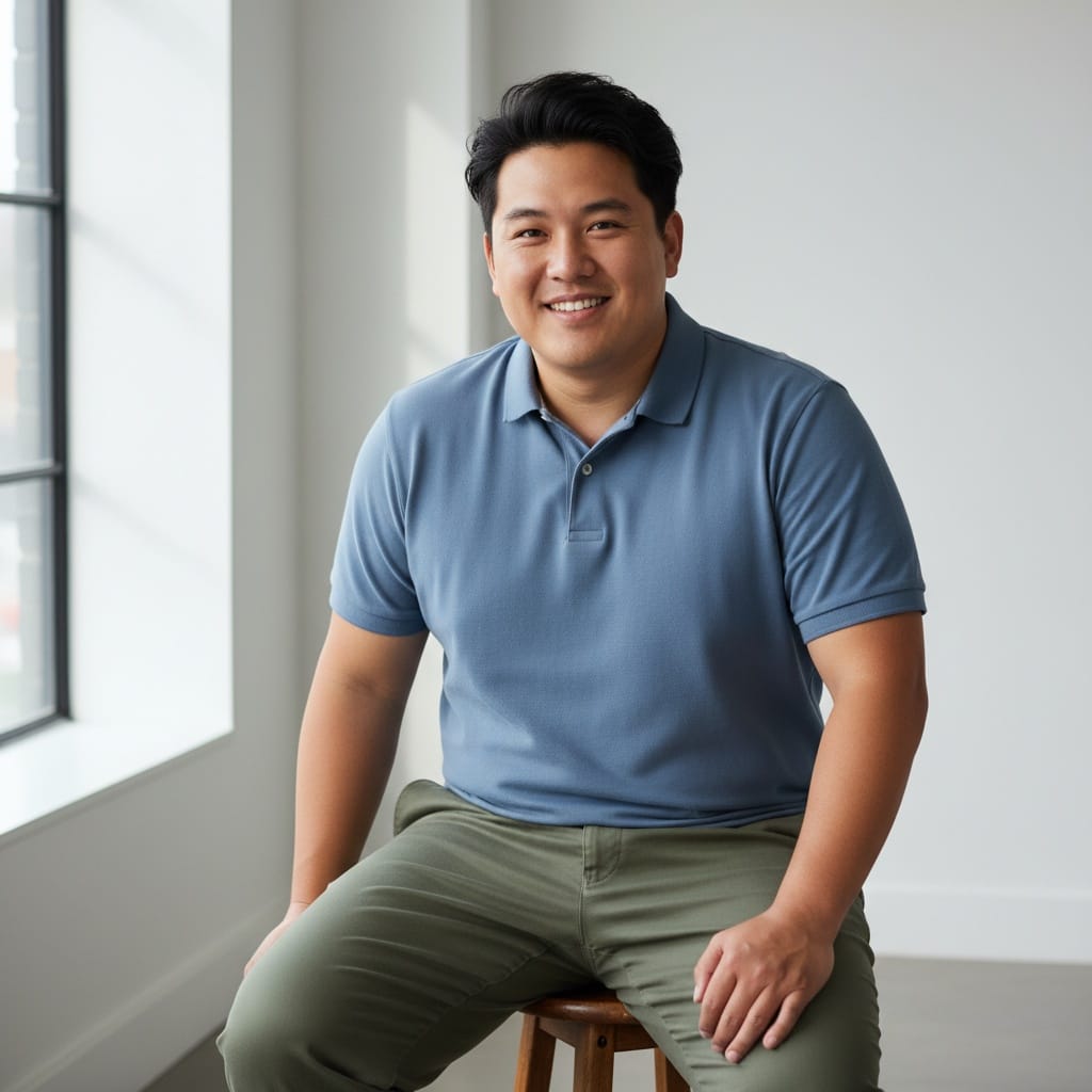 plus_size asian man sitting casual relaxed 19042224