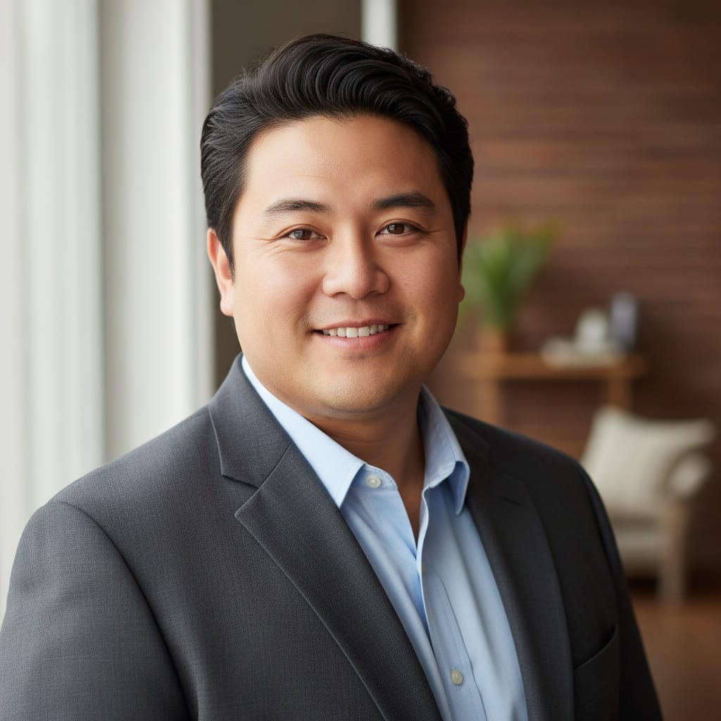 plus_size asian man soft bokeh indoor 35985691