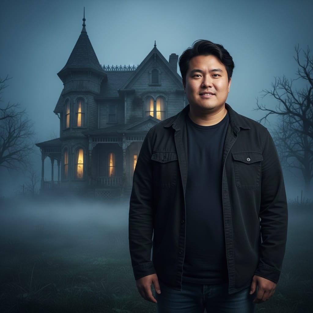 plus_size asian man spooky haunted house 85136362
