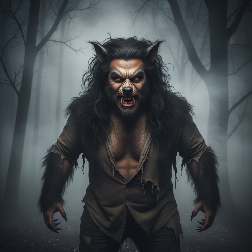 plus_size asian man werewolf forest dramatic 80317305