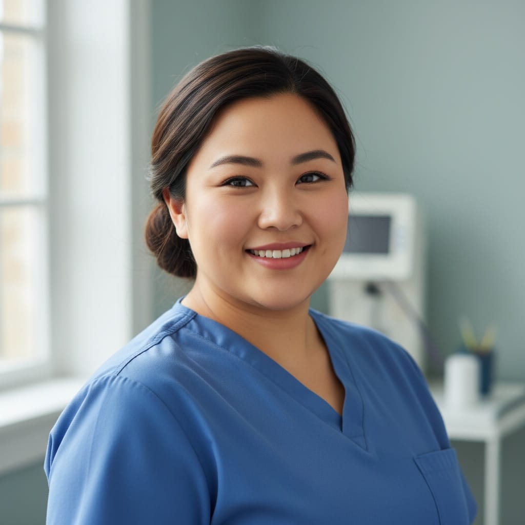 plus_size asian woman scrubs clinical environment 40110508