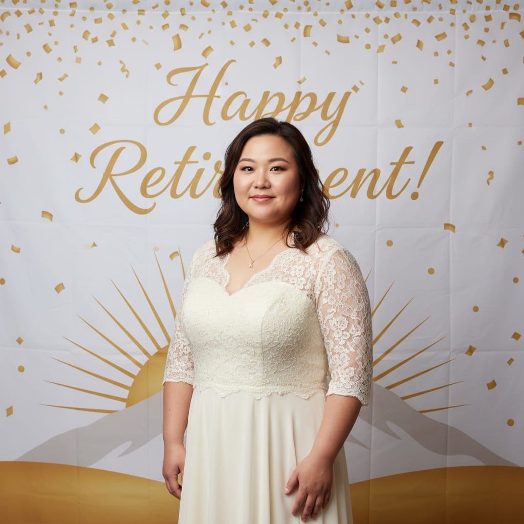 plus_size asian woman standing banner backdrop 46198213