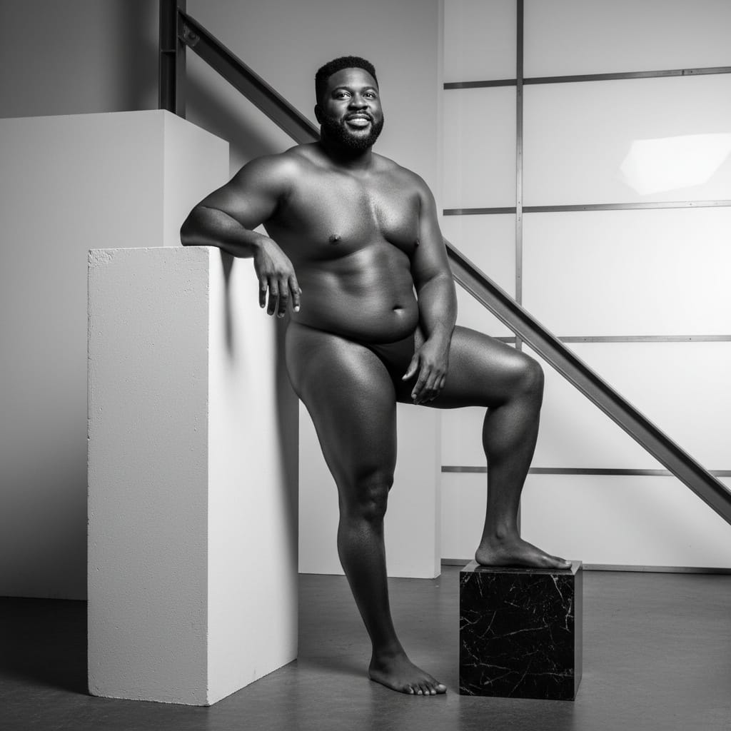 plus_size black man architectural lines geometry 31190713