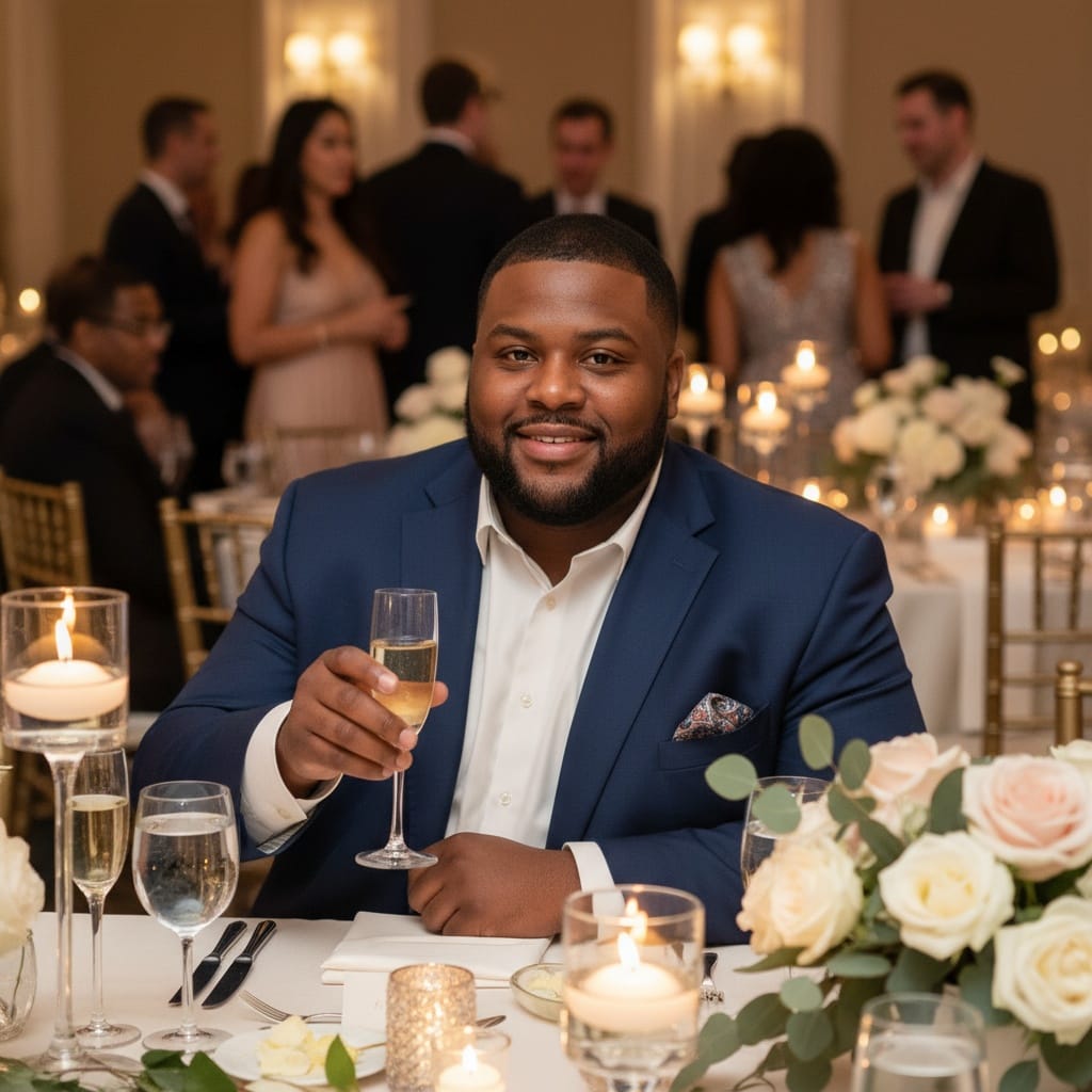 plus_size black man champagne table setting 78252161