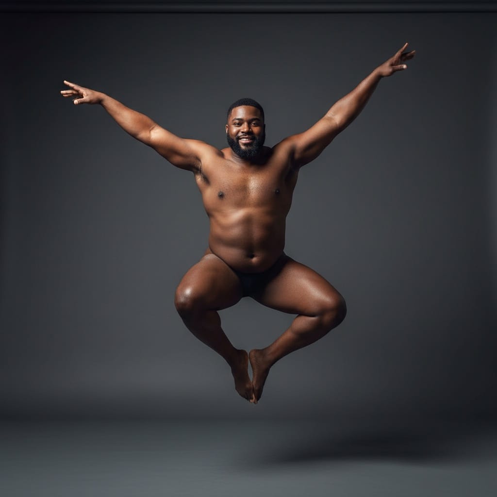plus_size black man dancer movement motion 92974119