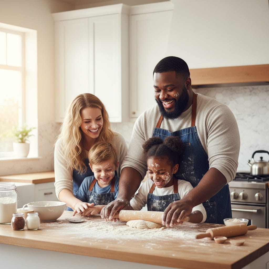 plus_size black man kitchen baking together 66464288
