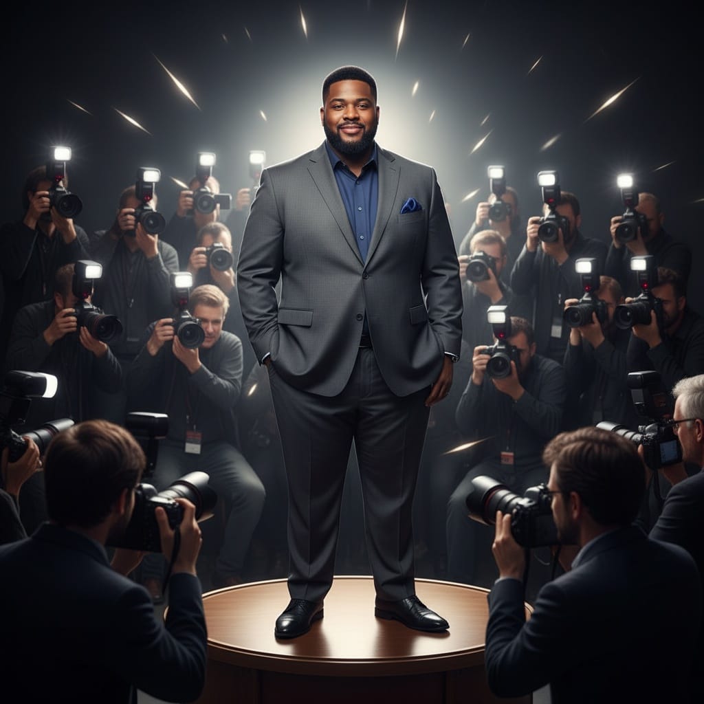 plus_size black man media photographer crowd 54583429