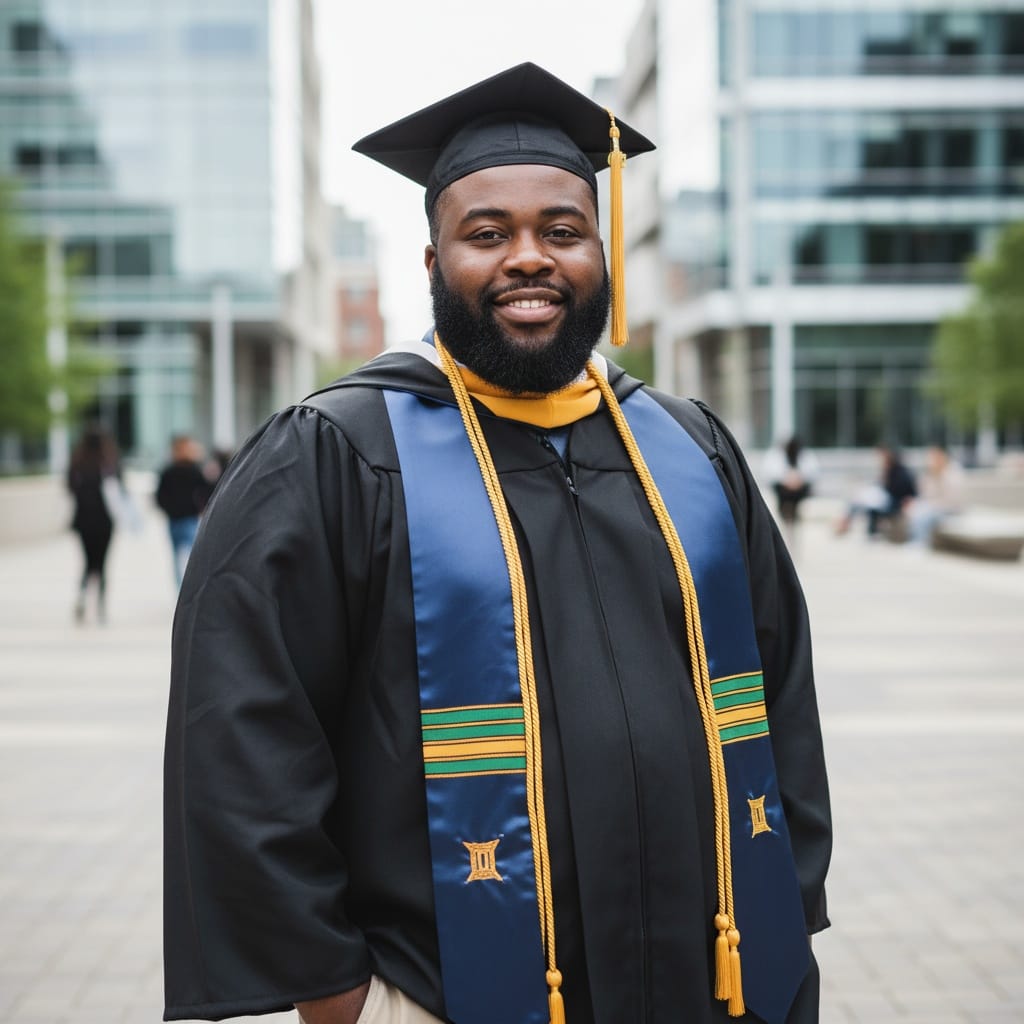 plus_size black man modern urban campus 75688527