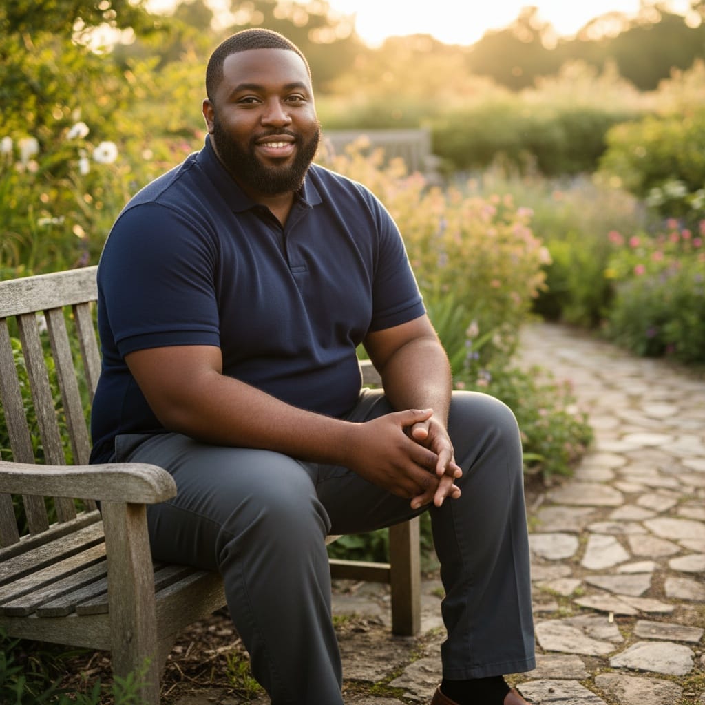 plus_size black man outdoor casual portrait 43895464
