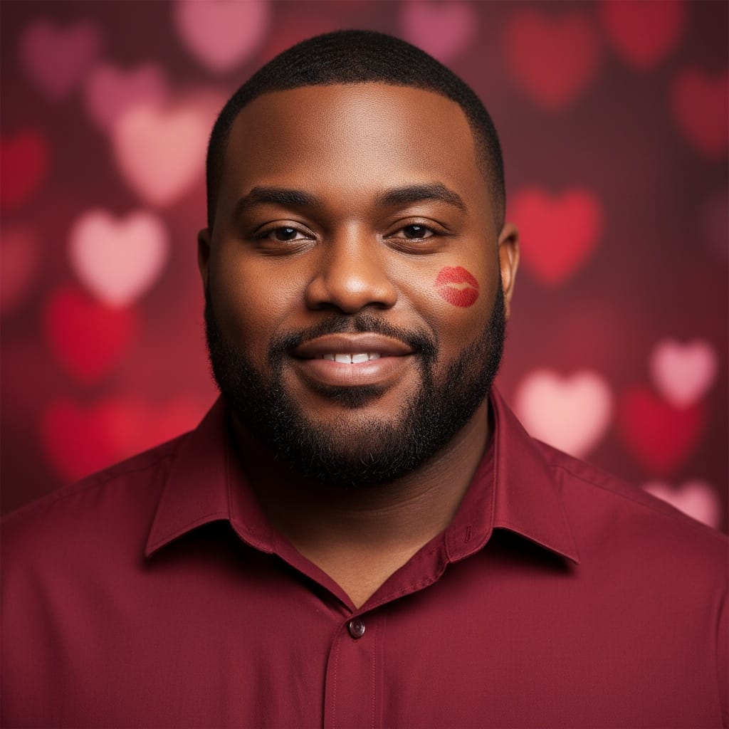 plus_size black man red lipstick kiss 47493954
