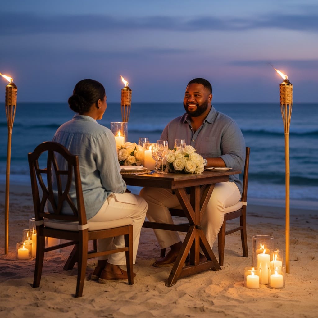 plus_size black man resort dinner candlelight 83216516