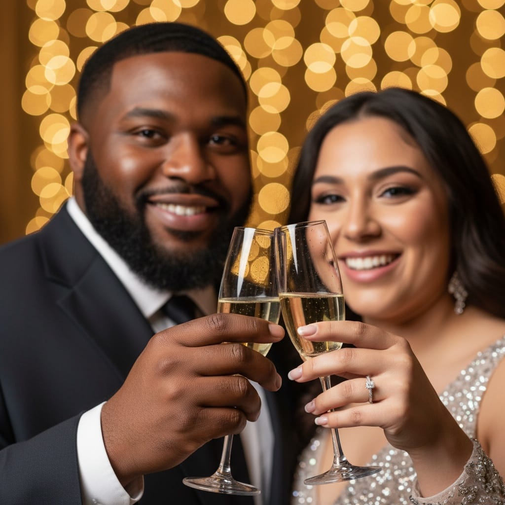 plus_size black man romantic champagne toast 83471639